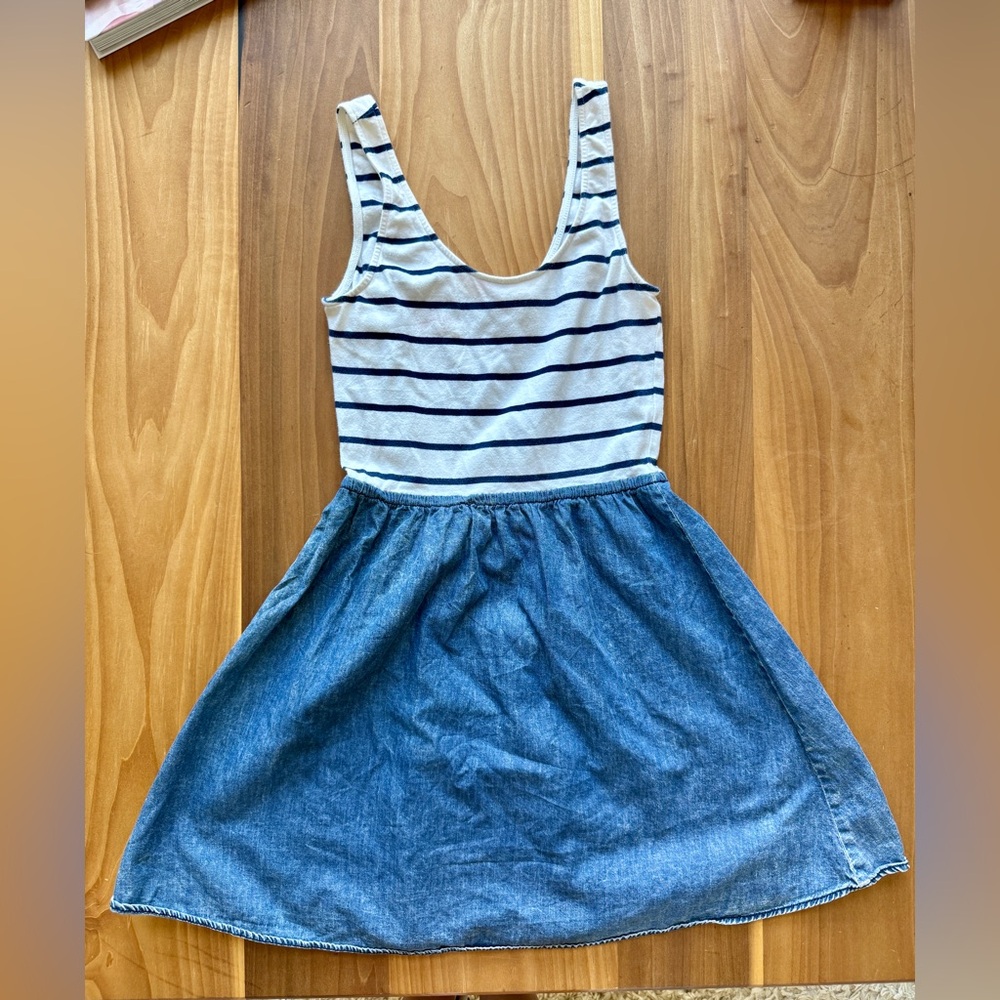 H&M White Tank Dress Navy Stripes & Jean